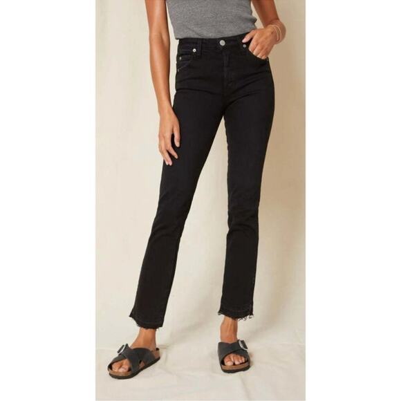 AMO High Rise Straight Leg Cropped Black - Picture 1 of 11